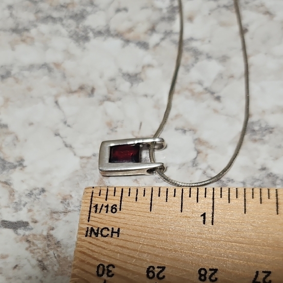 Artisan Sterling Silver Necklace with Garnet - Picture 8 of 10